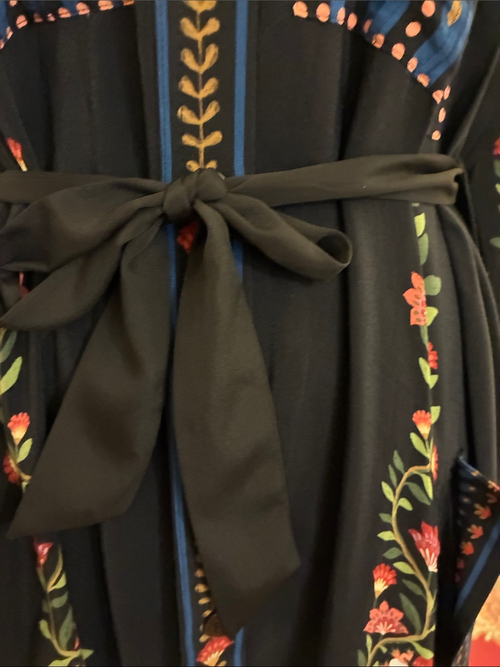 FARM Rio NWT Large Toucan Garden Black Button Front Midi Dress w/Tie & Pockets - Picture 9 of 16